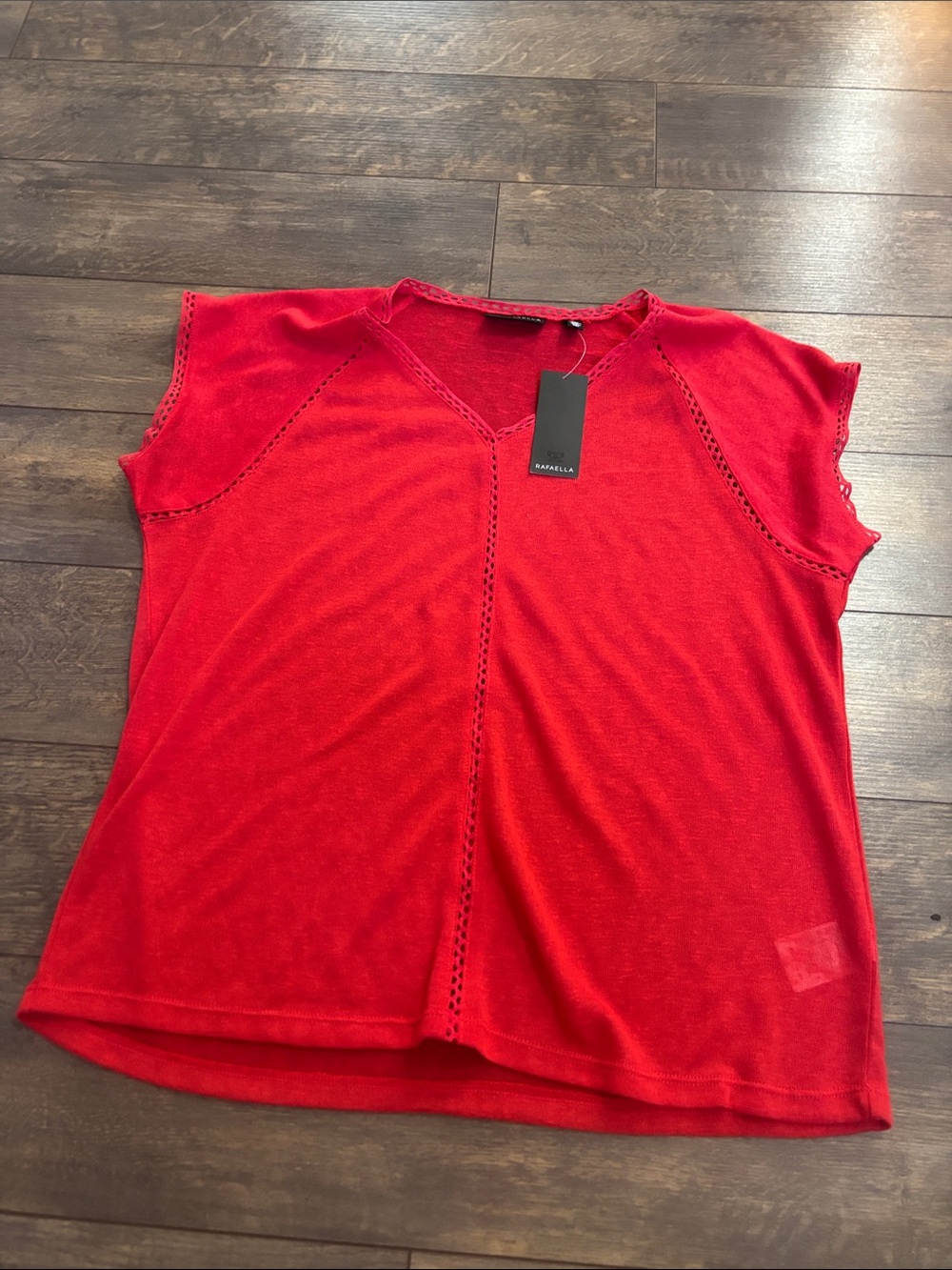 Rafaella Red V-Neck Short Sleeve Tee